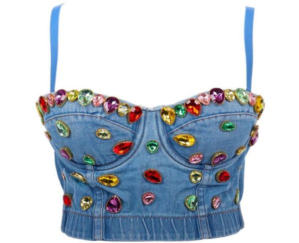 colorful rhine denim bustier crop camis big crystal jean corset push up bra women's tanks blue9972789, White
colorful rhine denim bustier crop camis big crystal jean corset push up bra women's tanks blue9972789, White