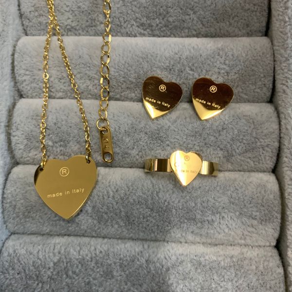 gold color simple heart love rings earringfs luxury brand stainless steel couple necklaces fashion women designer sets wholesale, Silver
gold color simple heart love rings earringfs luxury brand stainless steel couple necklaces fashion women designer sets wholesale, Silver