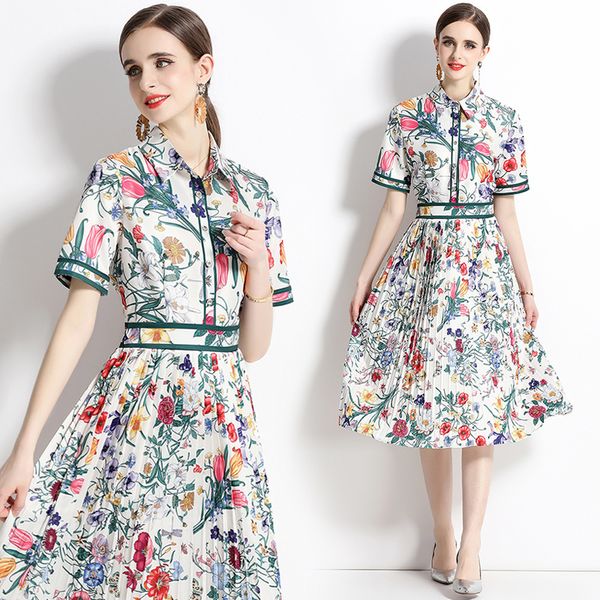 2023 summer printed button shirt dress short sleeve women designer lapel slim a-line floral midi pleated dresses party ballgown elegant and, Black;gray
2023 summer printed button shirt dress short sleeve women designer lapel slim a-line floral midi pleated dresses party ballgown elegant and, Black;gray