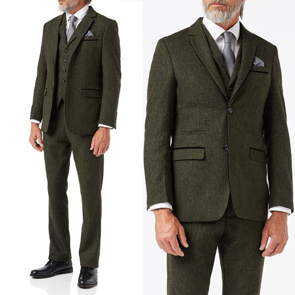 fall winter tweed men suits for wedding slim fit 3 pieces formal tuxedos notch lapel blazer vest pants customize trajes de hombre, Black;gray
fall winter tweed men suits for wedding slim fit 3 pieces formal tuxedos notch lapel blazer vest pants customize trajes de hombre, Black;gray