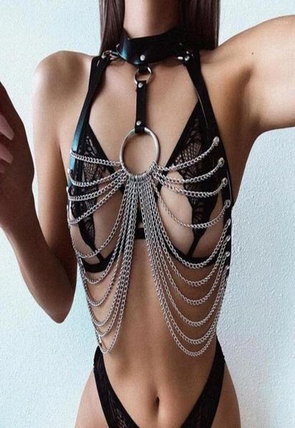 goth leather body harness chain bra chest waist belt witch gothic punk fashion metal girl festival jewelry accessories camisol2359098, Black;white
goth leather body harness chain bra chest waist belt witch gothic punk fashion metal girl festival jewelry accessories camisol2359098, Black;white