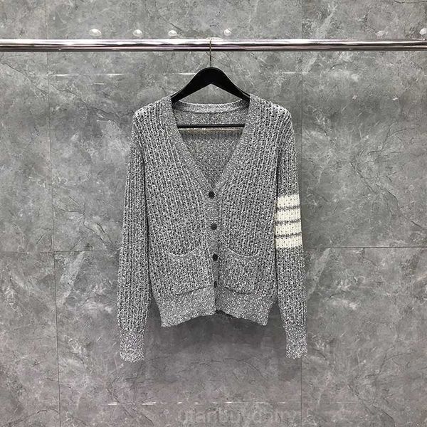 tb thom sweater autunm winter women's sweater fashion brand grey wool boucle cable 4-bar stripe knit stitch v-neck cardigan coat, White
tb thom sweater autunm winter women's sweater fashion brand grey wool boucle cable 4-bar stripe knit stitch v-neck cardigan coat, White