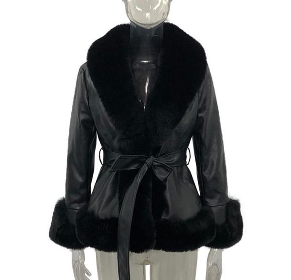 leather short jackets womens fashion tie belt waist coats women elegant side pockets faux fur jackets female ladies for mother033911794, Black
leather short jackets womens fashion tie belt waist coats women elegant side pockets faux fur jackets female ladies for mother033911794, Black