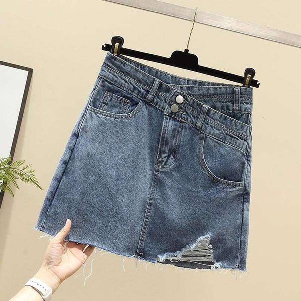 large size womens clothing ripped jeans short skirt summer irregular high waist a line hip half length pants, Black
large size womens clothing ripped jeans short skirt summer irregular high waist a line hip half length pants, Black