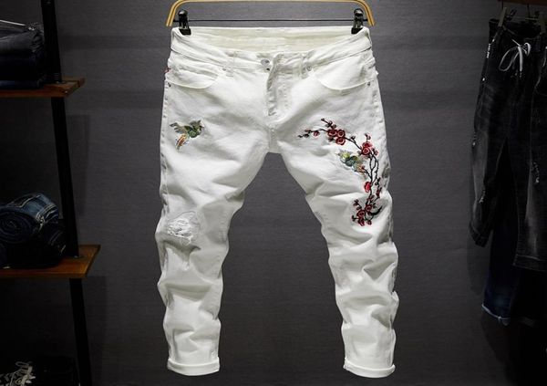 men039s hole patch 3 colors stretch jeans embroidery rose slim denim pants for men trendy fashion patchwork ripped straight tro5584237, Blue
men039s hole patch 3 colors stretch jeans embroidery rose slim denim pants for men trendy fashion patchwork ripped straight tro5584237, Blue