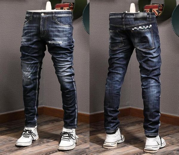 new cool guy painted denim cotton jeans distressed faded cowboy trousers8511322, Blue
new cool guy painted denim cotton jeans distressed faded cowboy trousers8511322, Blue