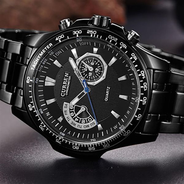men's watches curren fashion business quartz watch men sport full steel waterproof wristwatch male clock relogio masculino285h, Slivery;brown 
men's watches curren fashion business quartz watch men sport full steel waterproof wristwatch male clock relogio masculino285h, Slivery;brown