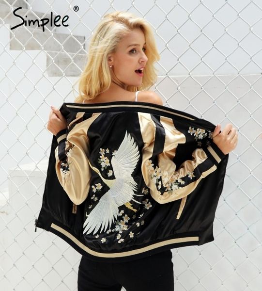simplee vintage embroidery basic jacket coat autumn 2018 street satin bomber jacket women reversible baseball jackets sukajan y2001267899, Black;brown
simplee vintage embroidery basic jacket coat autumn 2018 street satin bomber jacket women reversible baseball jackets sukajan y2001267899, Black;brown