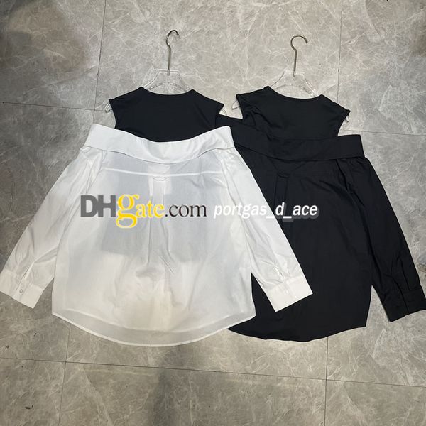 fake two piece shirt women t shirt long sleeve shoulder off blouse white black contrast color woman
fake two piece shirt women t shirt long sleeve shoulder off blouse white black contrast color woman