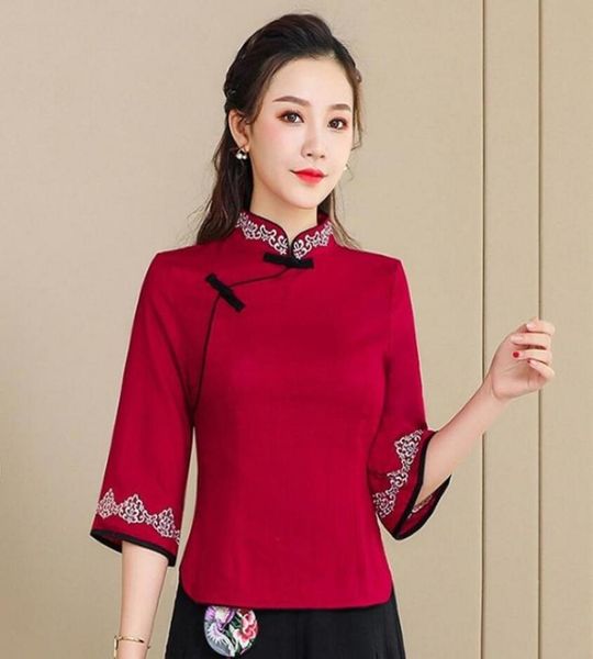 ethnic clothing ladies chinese blouses traditional embroidery 34 sleeve cheongsam style shirt women039s qipao ta21443219078, Red
ethnic clothing ladies chinese blouses traditional embroidery 34 sleeve cheongsam style shirt women039s qipao ta21443219078, Red