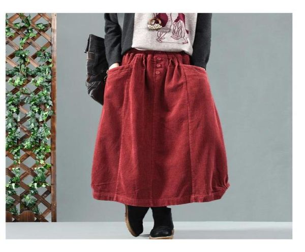 autumn corduroy skirt retro women elastic waist long skirt pocket button solid color red black blue casual ladies bud skirts5613107
autumn corduroy skirt retro women elastic waist long skirt pocket button solid color red black blue casual ladies bud skirts5613107