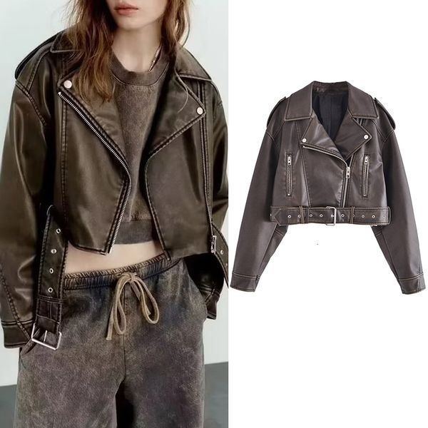 women's jacket coat fashion youth ladies wash gradient leather short for women elegant chic slim female 230821, Black;brown
women's jacket coat fashion youth ladies wash gradient leather short for women elegant chic slim female 230821, Black;brown