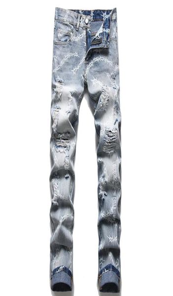 2022 summer street ripped hole men039s jeans fashion urban tight printed cotton denim pants slim fit mid waist casual trousers5121049, Blue
2022 summer street ripped hole men039s jeans fashion urban tight printed cotton denim pants slim fit mid waist casual trousers5121049, Blue