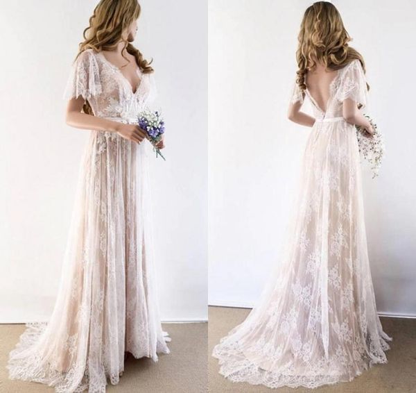 2022 champagne country bohemian wedding gown dresses v neck short sleeves lace backless bridal gowns plus size1377104, White
2022 champagne country bohemian wedding gown dresses v neck short sleeves lace backless bridal gowns plus size1377104, White