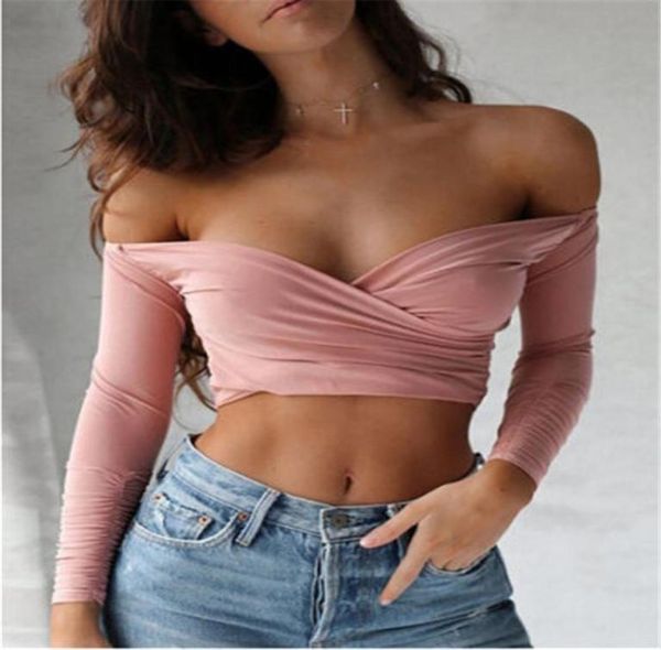 women deep v neck cross long sleeve lady girl crop off the shoulder t shirt summer women clothing5143970, White
women deep v neck cross long sleeve lady girl crop off the shoulder t shirt summer women clothing5143970, White