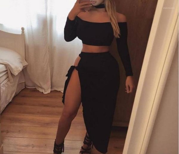 two piece set women dress off shoulder crop chokerslit long skirt suit long sleeve shirt black party club dresses 12657378, White
two piece set women dress off shoulder crop chokerslit long skirt suit long sleeve shirt black party club dresses 12657378, White
