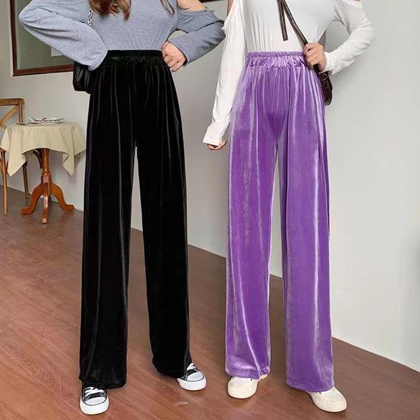 women's pants s xpqbb 2023 autumn velour straight pant casual high waist wide leg female korean fashion loose full trousers woman 23081, Black;white
women's pants s xpqbb 2023 autumn velour straight pant casual high waist wide leg female korean fashion loose full trousers woman 23081, Black;white