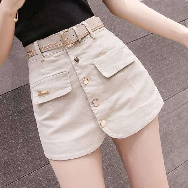 high waist fake two piece denim short skirt womens summer korean outfit shorts buttoned up, Black
high waist fake two piece denim short skirt womens summer korean outfit shorts buttoned up, Black