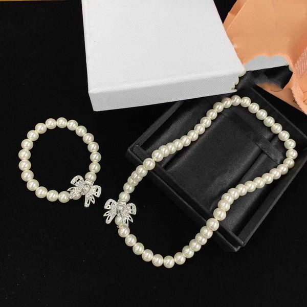 r miumiu fashion necklace miumiu bracelet set pearl bow sweet versatile bracelet necklace valentine's day gift quality accessories jewe, Black
r miumiu fashion necklace miumiu bracelet set pearl bow sweet versatile bracelet necklace valentine's day gift quality accessories jewe, Black