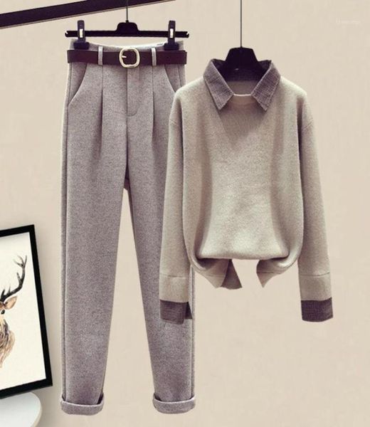 women 2021 autumn winter two piece suit female pullover sweater ladies high waist straight woolen casual pants set q2421 wome2292461, Gray
women 2021 autumn winter two piece suit female pullover sweater ladies high waist straight woolen casual pants set q2421 wome2292461, Gray