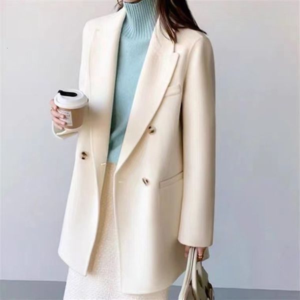 womens wool blends coat double breasted doublesided jacket european and american mid length suit collar 230818, Black
womens wool blends coat double breasted doublesided jacket european and american mid length suit collar 230818, Black