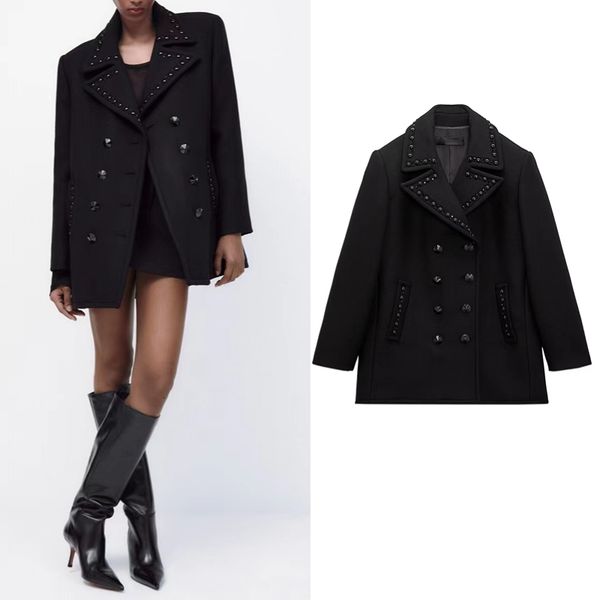 womens jackets autumn winter women rivet lapel long sleeve single breasted medium length warm coat fashion high street style 230818, Black;brown
womens jackets autumn winter women rivet lapel long sleeve single breasted medium length warm coat fashion high street style 230818, Black;brown
