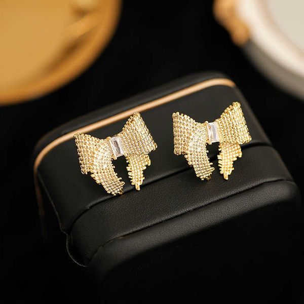french woven bow earrings for women's high-end feel set with zircon versatile temperament fashionable earrings exquisite earrings, Golden
french woven bow earrings for women's high-end feel set with zircon versatile temperament fashionable earrings exquisite earrings, Golden