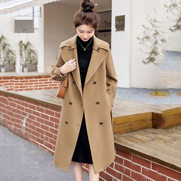 womens wool blends doublesided cashmere overcoat for women autumn and winter highgrade temperament slimming medium long woolen coat warm 230, Black
womens wool blends doublesided cashmere overcoat for women autumn and winter highgrade temperament slimming medium long woolen coat warm 230, Black