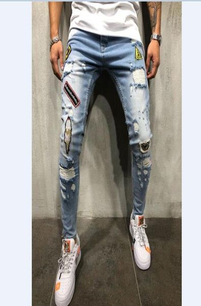 men jeans male hole badge embroidery denim trousers pants men039s streetwear hiphop skinny casual patch jeans2070038, Blue
men jeans male hole badge embroidery denim trousers pants men039s streetwear hiphop skinny casual patch jeans2070038, Blue
