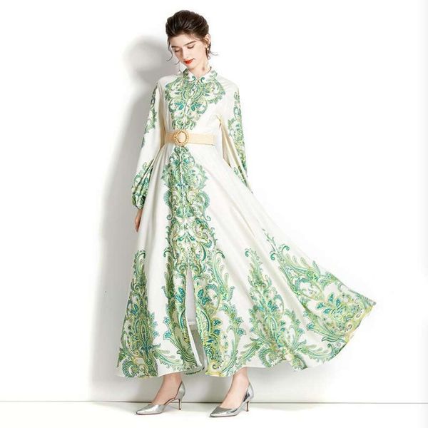 womens clothing early spring resort style collar single breasted court print long dress, Black;gray
womens clothing early spring resort style collar single breasted court print long dress, Black;gray