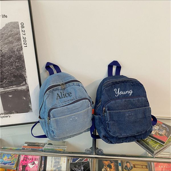 school bags customized mini women s denim backpack personalized embroidery name fashion versatile unique gift for young ladies 230821
school bags customized mini women s denim backpack personalized embroidery name fashion versatile unique gift for young ladies 230821