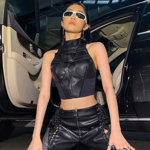 women's tanks 2023 leather mesh stitching long sleeve chic belt design spice girl stretch slim top, White
women's tanks 2023 leather mesh stitching long sleeve chic belt design spice girl stretch slim top, White
