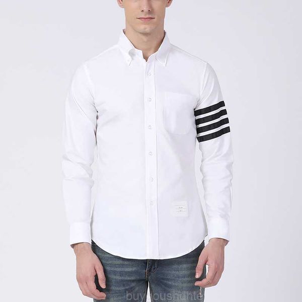 2023 tb thom fashion brand shirts men slim long sleeve casual shirt black striped turn down collar oxford solid men's clothing, White;black
2023 tb thom fashion brand shirts men slim long sleeve casual shirt black striped turn down collar oxford solid men's clothing, White;black