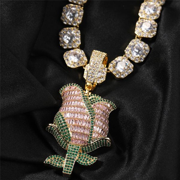 3d rose pendant necklace iced out zircon gold silver plated mens hip hop jewelry gift
3d rose pendant necklace iced out zircon gold silver plated mens hip hop jewelry gift