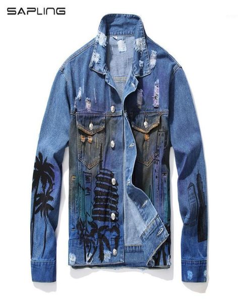 men039s loose coconut palm printed jean jacket fashion holes ripped male denim coat letters painted mens outerwear8026888, Black;brown
men039s loose coconut palm printed jean jacket fashion holes ripped male denim coat letters painted mens outerwear8026888, Black;brown