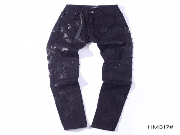 falection mens 21ss amimike jeans distressed black leather stars patch ripped denim pants5936395, Blue
falection mens 21ss amimike jeans distressed black leather stars patch ripped denim pants5936395, Blue