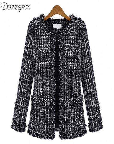 2019 european and american autumn and winter explosion models black white plaid women039s large size slim tweed jacket6645310, Black;brown
2019 european and american autumn and winter explosion models black white plaid women039s large size slim tweed jacket6645310, Black;brown