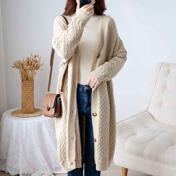 womens knits tees cashmere sweater long cardigan over knee twisted autumn and winter thickened coat 230818, White
womens knits tees cashmere sweater long cardigan over knee twisted autumn and winter thickened coat 230818, White