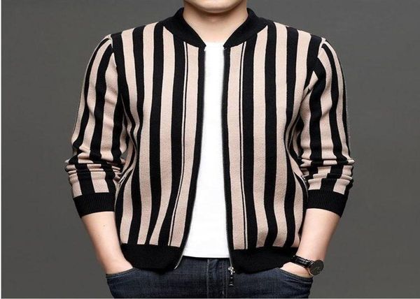 vertical striped knitted cardigan men039s autumn and winter new korean slim trend sweater baseball collar zipper coat men5796617, Black;white
vertical striped knitted cardigan men039s autumn and winter new korean slim trend sweater baseball collar zipper coat men5796617, Black;white