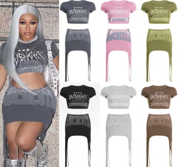 designer dress women two piece outfits summer letter print round neck exposed navel short sleeve irregular half skirt set7638844, Black;gray
designer dress women two piece outfits summer letter print round neck exposed navel short sleeve irregular half skirt set7638844, Black;gray
