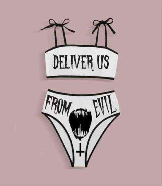2022 new funny dark punk style cute bikini split swimsuit woman6613880, White;black
2022 new funny dark punk style cute bikini split swimsuit woman6613880, White;black