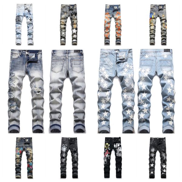 designer amelis men's jeans high street men's embroidered purple jeans women's embroidered pants extra large open denim panel, Blue
designer amelis men's jeans high street men's embroidered purple jeans women's embroidered pants extra large open denim panel, Blue