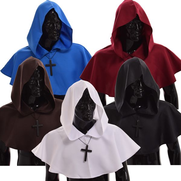 medieval hooded hat wicca pagan cowl with cross necklace medieval cosplay accessory 5 colors halloween gifts, Silver
medieval hooded hat wicca pagan cowl with cross necklace medieval cosplay accessory 5 colors halloween gifts, Silver