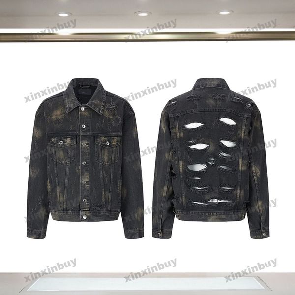 xinxinbuy men designer coat jacket denim destroyed tie dye mud long sleeve women gray black green khaki m-3xl, Black;brown
xinxinbuy men designer coat jacket denim destroyed tie dye mud long sleeve women gray black green khaki m-3xl, Black;brown