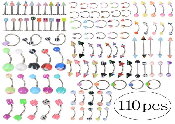 110pcslot fashion piercing set eyebrow bar lip nose pircing ear studs stainless steel mixed body jewelry4159176, Silver
110pcslot fashion piercing set eyebrow bar lip nose pircing ear studs stainless steel mixed body jewelry4159176, Silver