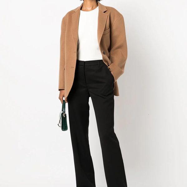 womens wool blends autumn and winter italian style highend leisure silhouette shoulder pad blended doublesided woolen suit jacket 230818, Black
womens wool blends autumn and winter italian style highend leisure silhouette shoulder pad blended doublesided woolen suit jacket 230818, Black