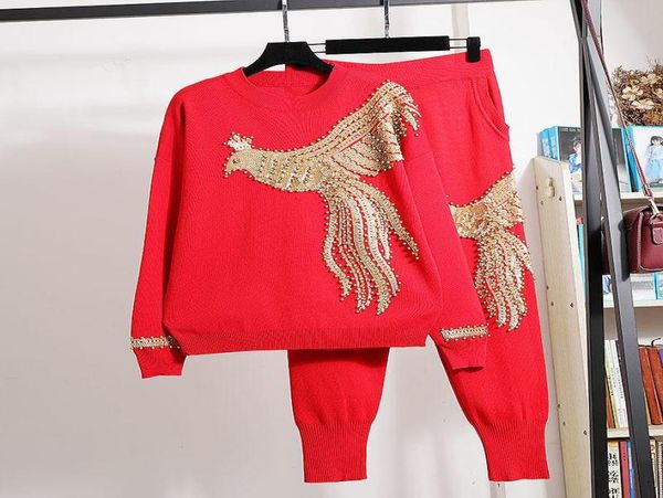 women039s two piece pants red white black beading sequins phoenix knitted set women tracksuits loose pullover sweater outfits f1249352
women039s two piece pants red white black beading sequins phoenix knitted set women tracksuits loose pullover sweater outfits f1249352