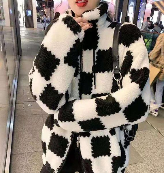 women039s fur winter korean version black and white checkerboard imitation lamb wool coat women39s short stand collar6629689
women039s fur winter korean version black and white checkerboard imitation lamb wool coat women39s short stand collar6629689