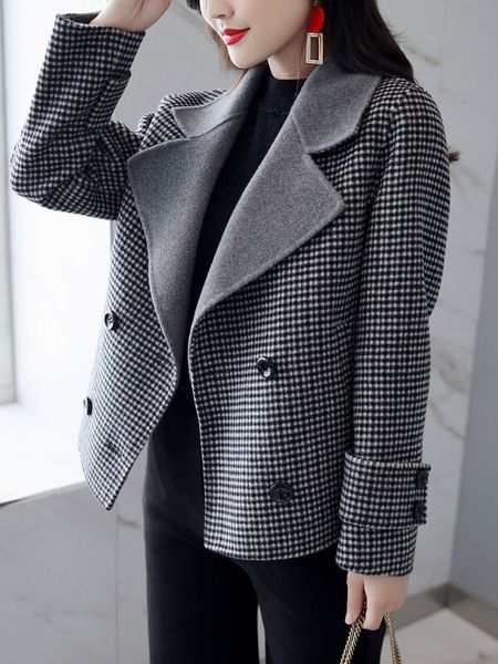 womens wool blends winter jacket korean fashion highend temperament woolen overcoat black white plaid coat double breasted female coats 2308
womens wool blends winter jacket korean fashion highend temperament woolen overcoat black white plaid coat double breasted female coats 2308