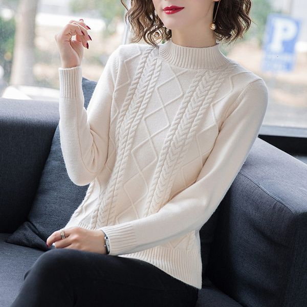 women s knits tees fdfklak autumn winter pullover sweater women loose korean mock neck thick knit female spring sweaters jersey mujer 230821, White
women s knits tees fdfklak autumn winter pullover sweater women loose korean mock neck thick knit female spring sweaters jersey mujer 230821, White